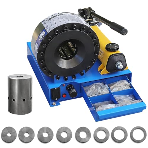 Bonxrdun Prensa Hidráulica Crimpadora Portátil con 8 Series de Troqueles, Ideal para Mangueras Hidráulicas de Alta Presión y Conector de Pin Central(8 28mm)