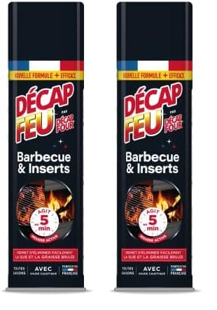 DECAPFOUR Feu Barbecue & Inserts | Mousse Active | Élimine facilement la suie et la graisse brulée | Agit en 5 min | Fabriqué en France | Aérosol 500 mL (Lot de 2)