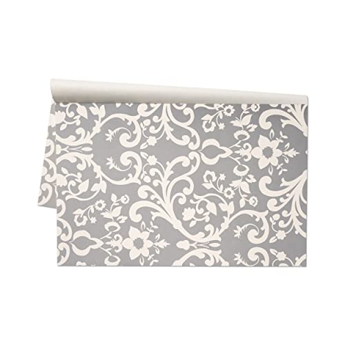 Paper Placemats Disposable For Dining Table - Gray Damask Square Party Placemats 30 Sheets Per Pad Made In Usa #TOP1