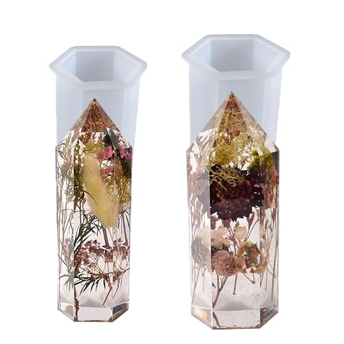 ESEDAGE 2 Pack Cylinder Candle Mold Cylinder Mold Hexagon Candle Mold Resin Casting Mold Resin Making Molds Silicone Mold for Candle Home Decorate Mold 3D Animal Mold Candle Making Mold
