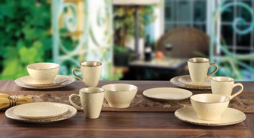 Lorren Home Trends LH529 Dinnerware Set for Entertaining, One Size, Yellow
