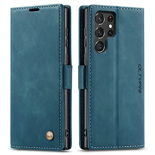 Housse Samsung S23 Ultra portefeuille bleu pour voyager léger
