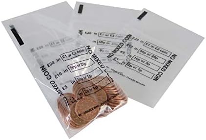 Packaging Chimp Bank Money Bags - Bank Bags for Coins Made from Strong Plastic - Cash Denominated No Mixed Coin Bags