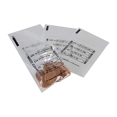 Packaging Chimp Bank Money Bags - Bank Bags for Coins Made from Strong Plastic - Cash Denominated No Mixed Coin Bags Cover