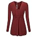 Simier Fariry Women's Long Sleeve Tops Bottom Blouses Pleated Tunics Red L
