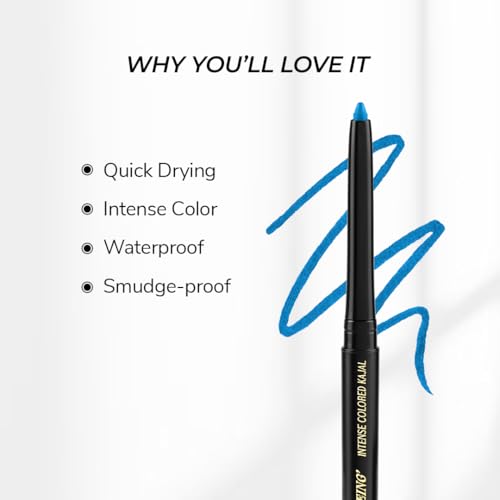 Image of LoveChild Masaba Colored Kajal, Bengal Blues (Sky Blue)- Intense Color, Smooth Glide, Waterproof, Smudge-Proof Eye Pencil with Almond Oil, 0.35 g