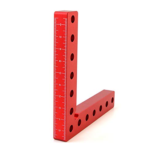 Qwork 4Pcs 90 Degree Positioning Squares Right Angle Clamps Fixing Clamp, 5.5"×5.5"(14×14Cm), Aluminum Alloy Woodworking Carpenter Tool For Box Cabinets Drawers Picture Flame #TOP1