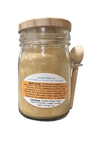 Bubbas Orange Peel Health Blend (Dipping Spoon) | Made With Organic Whole Oranges & The Peel, Organic Turmeric & Cinnamon | Add It To Coffee, Tea, Smoothies, Desserts And Much More #TOP2