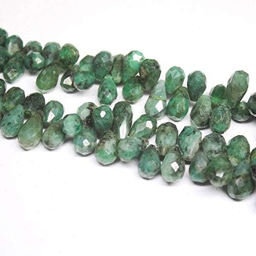1 Strand Emerald Tear Drop Faceted 10'' Long Strand Gemstone Beads, Jewelry Supplies for Jewelry Making, Bulk Beads, for Meditation Jewellery for Reiki Healing Mystic Gemstone Size 9mm to 16mm