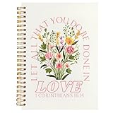 BearCake Prayer Journal for Women, Bible Journaling Notebook, Christian Gifts for Women, Let All That You Do Be Done in Love Prayer Journal for Women, Bible Journal Hardcover Spiral Notebook 5.5x8.3