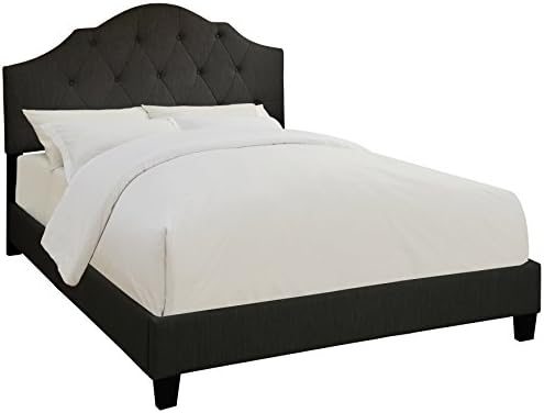 Pulaski Queen Scalloped Tufted Upholstered Bed Frame, 87" x 65" x 59", Steel Grey