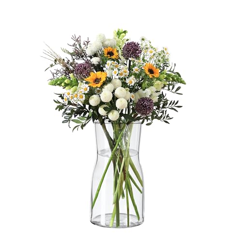 Image of Vases, Wide Neck Vase Flowers Glass, Ledoir Modern 17cm 6.7 Inch Tall Modern Essentials 0.8L Clear Living Room Round Flower Jug Pampas Decor Simplistic Gifting Flowera Tulip Rose