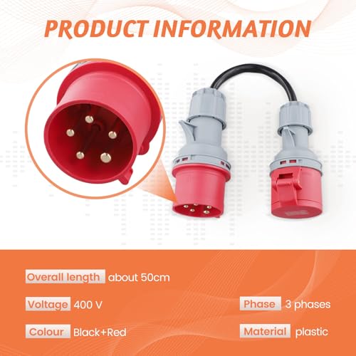 Adaptador CEE Gen E Convertidor de 32A a 16A con Conector de Cable de Extensión para Cargador de Coche 3