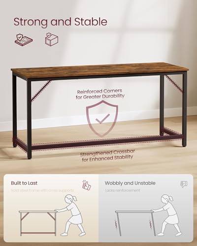 Image of VASAGLE Computer Desk, Steel Frame Gaming Desk for Home Office, 63 Inch | Large Office Desk, Gaming Table For Study, Work, Gaming, Writing, Bedroom, Living Room, Rustic Brown ULWD121K01