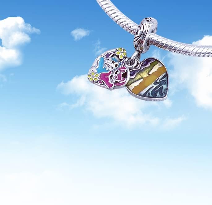 Miniatura 2 de BEEUVIP Stitch - Dije de ratón de plata de ley 925 cuentas caladas para pulseras y collares con circonita cúbica 5A regalos de joyería para el día