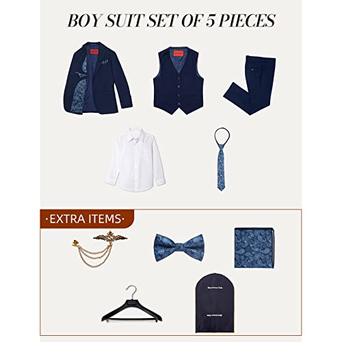 Marvelous Kids Boys Formal Suit Set 5 Pieces Ring Bearer Outfit Dark Blue Suits Size 12 #TOP4