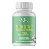 Vitabay Salbei Extrakt | 180 vegane Kapseln | Hochdosiert mit 2000 mg pro Kapsel | Salvia officinalis | Laborgeprüft & hergestellt aus hochwertigen Rohstoffen