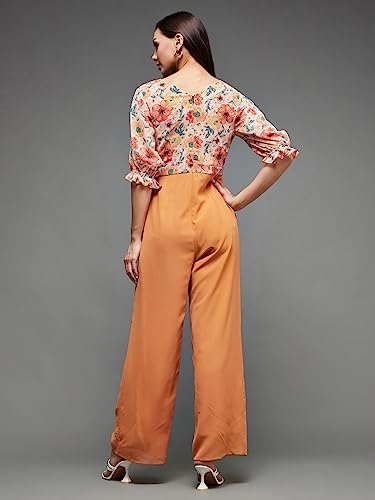 Image of Miss Chase Women's V-Neck Half Sleeve Tropical Wrap-Styled Jumpsuit
