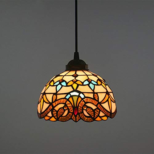 Lustre suspendu Tiffany de haute qualité en vitrail baroque et socle E27