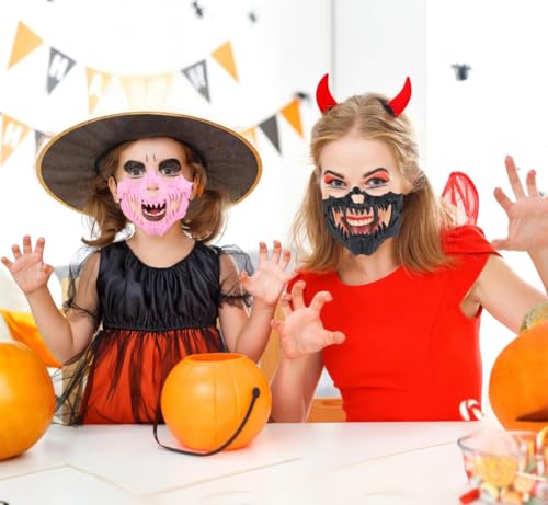 Yzpacc Half Halloween Skeleton Mask Cosplay Resin Half Face Skull Scary Mask Cosplay Decorative