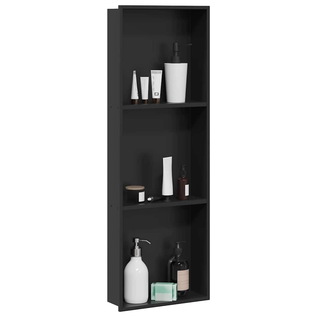 Nicchia doccia nera in acciaio inox, 92 x 32 x 10 cm, con molto spazio per il bagno, resistente alla corrosione, facile installazione, versatile per doccia, cabina doccia, vasca da bagno