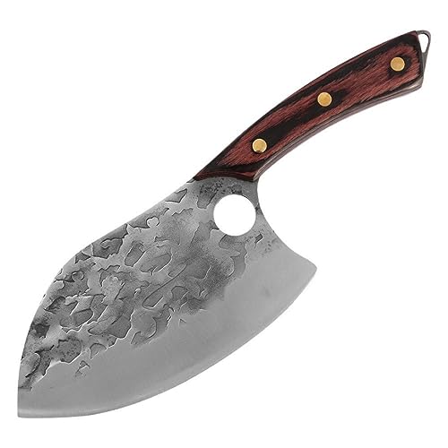 Lifespace 7in Peach Hammered Grill Cleaver with Hole