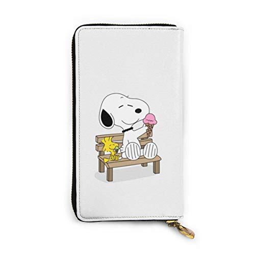 Preisvergleich Produktbild Snoopy Geldbörse mit Reißverschluss, Leder, Visitenkartenhalter, Aufbewahrungstasche, Kartenhalter, Organizer, Clutch, großes Fassungsvermögen für Männer und Frauen