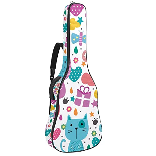 Sac à dos guitare acoustique Halloween noir et blanc imperméable avec organiseur