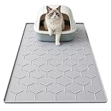 Garoopion Cat Mat for Litter Box, Large 34.05×22.5 inch Cat Litter Mat, Waterproof Silicone Pad for Floor, Gray