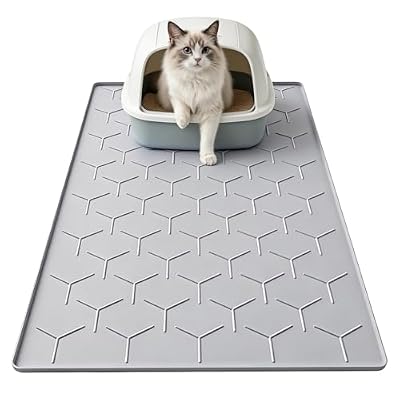 Garoopion Silicone Cat Litter Mat 34×22 inch, Easy to Clean, Gray