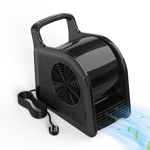 Huilynsen Blower Fan - Carpet Dryer for Cooling and Ventilating, Indoor Air Mover Blower Fan with 3 Speeds, 1 AC Outlet for Gym, Floor, Garage, Shop, Black