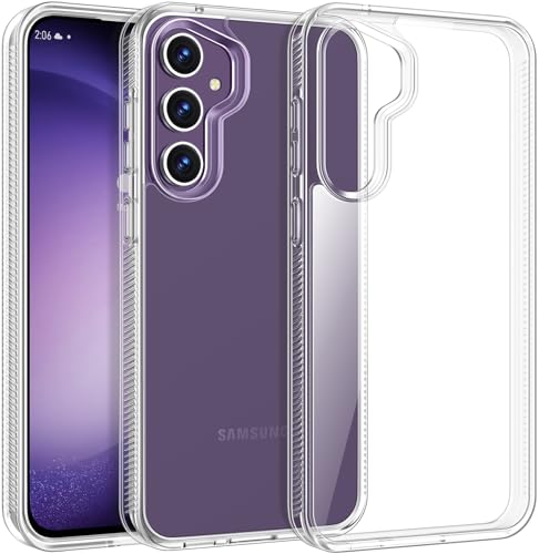 Rayboen for Samsung Galaxy S23 FE Case Clear, [Non-Yellowing] Shockproof Protective Slim Fit Phone Cover for Galaxy S23FE with Bumper Anti-Slip Silicone Frame & Hard PC Back, Clear