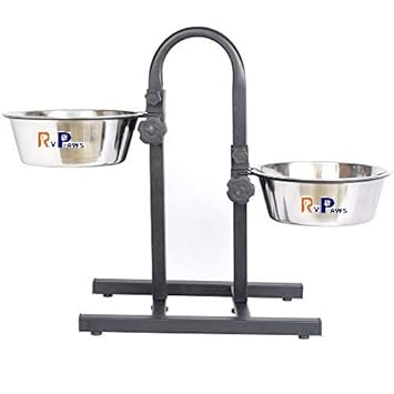 Pups&Pets Stainless Steel Double Diner Food Adjustable Bowl Stand for Dog (U Type, 4000 ML)