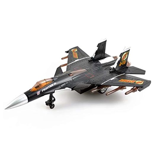QIAONIUNIU Toy Airplane Model Planes Alloy Pull Back Fighter for Boys with Flashing Lights, Real Jet Sound (Black)