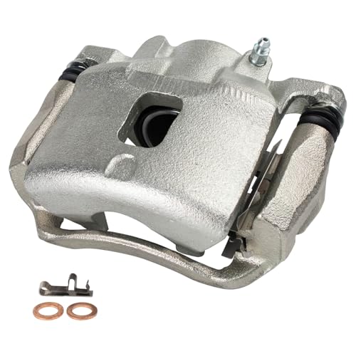 Image of TRQ Front Left Brake Caliper w /Bracket Drivers Side | For 2005-2010 Chevrolet Cobalt 2007-2009 Pontiac G5 2003-2007 Saturn Ion