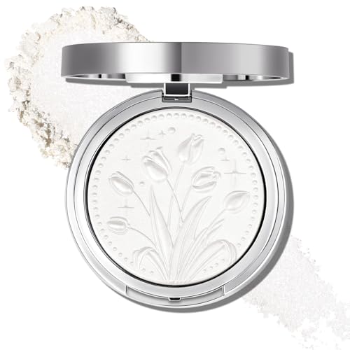 UCANBE Sparkle Bomb Baked Highlighter, Powder Highlighter Makeup, High Glossy Illuminator Palette for Face & Body, Weightless and Buildable (02 Moonlight)