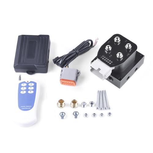 Universal Air Ride Suspension Manifold 4-Valve 1/4 NPT 12V Air Ride Suspension Manifold Bag Controller Valve Pneumatic Shock Absorber With Convenient Remote Controller 0-200psi