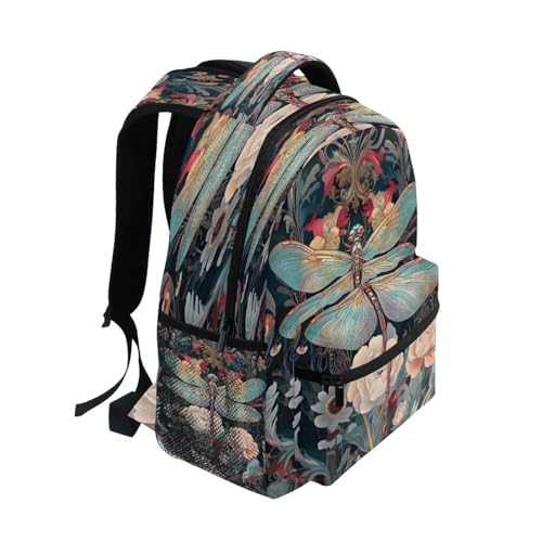 Dragonfly Flower Backpack for School Boys Girls Adults Kids Bookbag Laptop Bag 15L2
