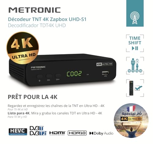 METRONIC 441701 Receptor decodificador TDT 4K Ultra HD UHD-S1 con Puerto USB Grabador, TIMESHIFT - imagen 9