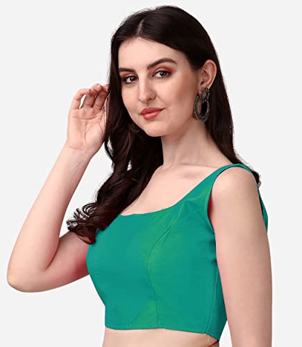 Image of Vihu Fashion Plain Sleeveless Pattern Readymade Blouse U Neck Choli