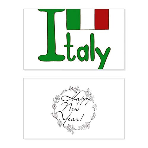Tarjeta conmemorativa de Italia para Año Nuevo con diseño de bandera nacional y bendiciones
