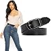 Women Leather Belt Ladies Black Waist Belt for Jeans Pants Dresses Small Size Elegant Gift Box
