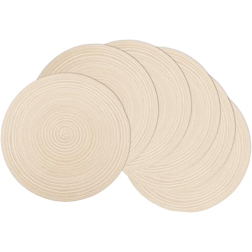 Braided Round Placemats Set of 6, Woven Washable...