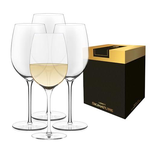 Libbey Signature Kentfield All Purpose Wine Glasses Set of 4, Red and White Long Stem Wine Glasses, Curvature Wine Glass Gift Set for All Occasions