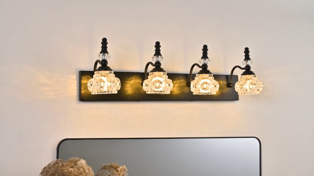 LBSQJ Modern Crystal Bathroom Vanity Light Black Vintage Bathroom