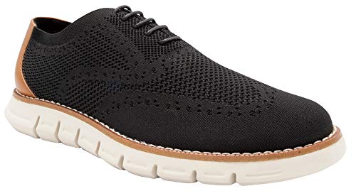 NINE WEST Mens Wingtip Shoes | Casual Shoes for Men | Stretch Knit Lace Up Mens Oxford Shoes | Fashion Shoes for Men with Deep Grooves in Outsole Mimics Natural Motion of Foot - Kaito Black-9
