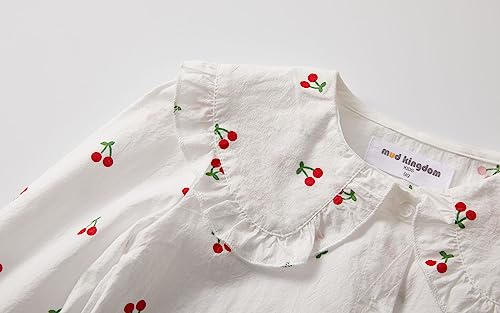 Image of Mud Kingdom Girls Blouse Shirts Spring Fall Long Sleeve Button-Down Top Ruffle Collar