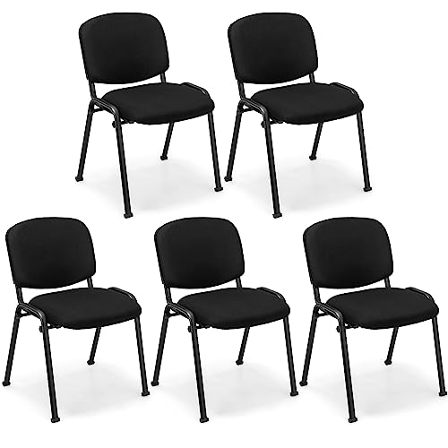 Image of COSTWAY Set of 2/4/5/6/10 Stackable Reception Chairs, Upholstered Armless Office Meeting Conference Chair, Computer Desk Seat Guest Visitors Chairs for Home Office (56 x 61 x 80 cm, 5PCS)