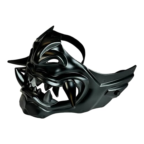 Beyond Collectibles Japanese Monster Hannya Mask Demon Oni Samurai Half Face Shield (Black), One size fit most