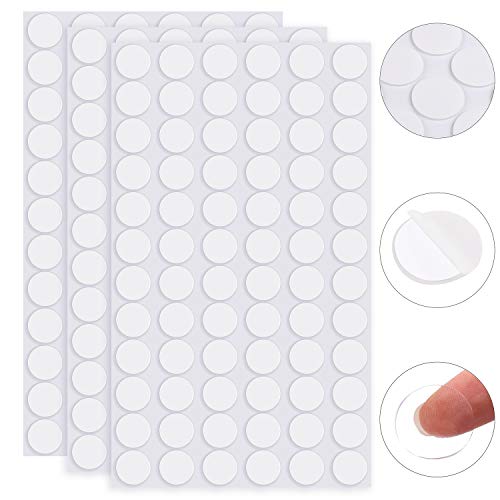 ADXCO 216 Pieces Transparent Putty Traceless Removable Sticky Putty Double-Sided Adhesive Round Putty Multipurpose Tape Nano Gel Mat for Wood, Glass, Ceramic, Metal, Plastic, Diameter 20 mm